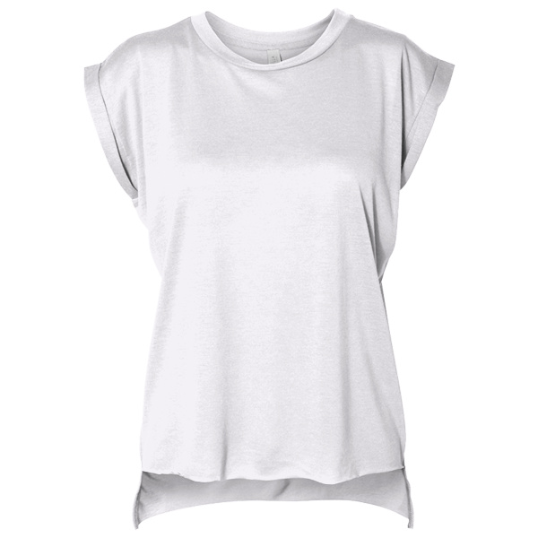 Ladies' Flowy Muscle T-Shirt with Rolled Cuff Thumbnail