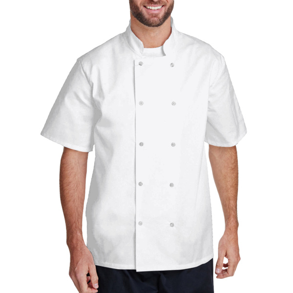 Unisex Studded Front Short-Sleeve Chef's Jacket Thumbnail