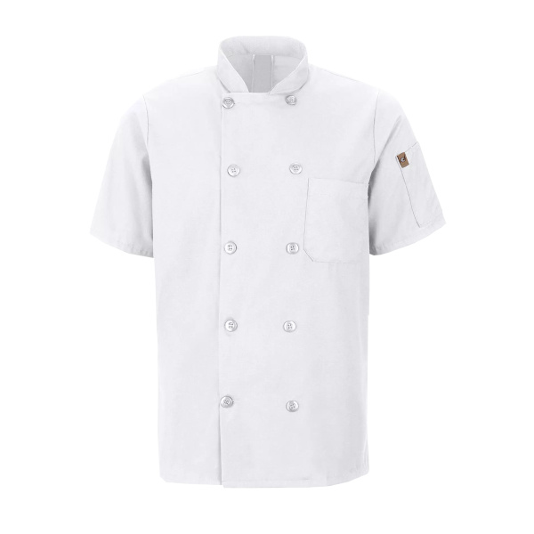RED KAP® CHEF DESIGNS® SHORT SLEEVE CHEF COAT WITH OILBLOK + MIMIX™ Thumbnail