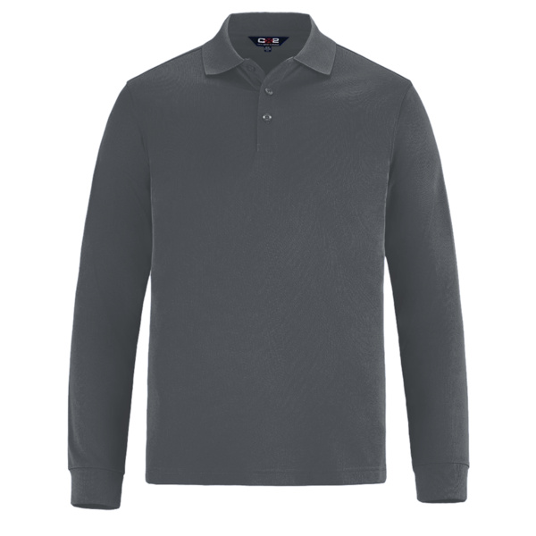 Men's Long Sleeve Pique Mesh Polo Thumbnail